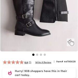 Torrid Black Leather Buckle Boots thigh high new never worn